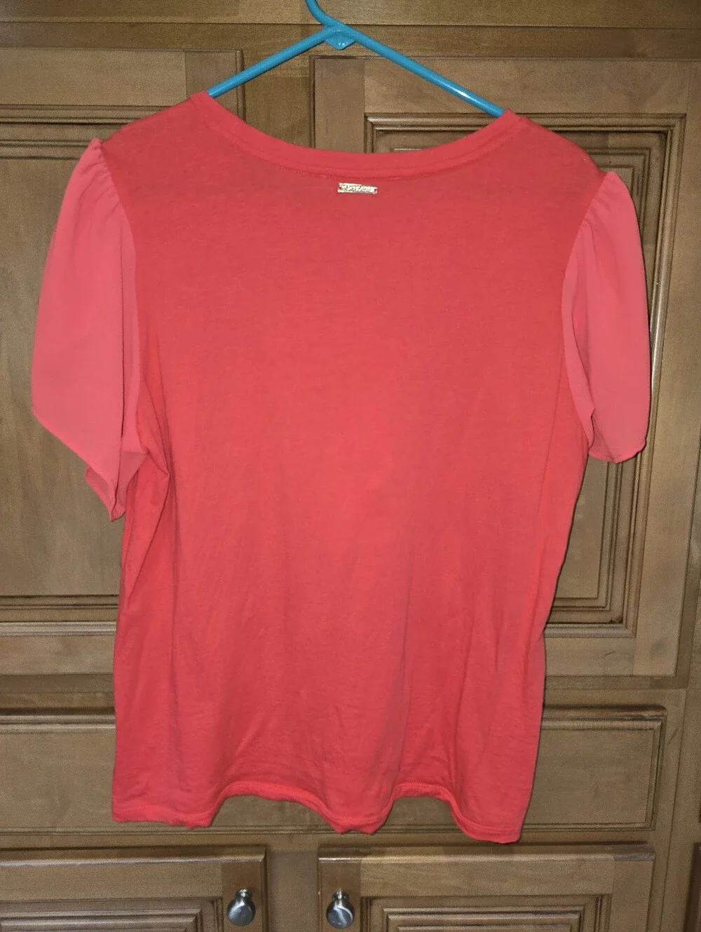 Michael Kors Coral Short Sleeve Ruffle Top